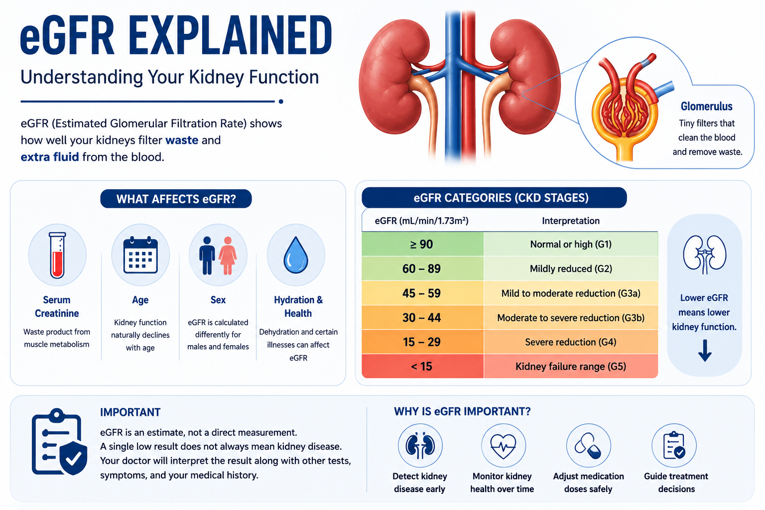 eGFR explained kidney function and CKD stages