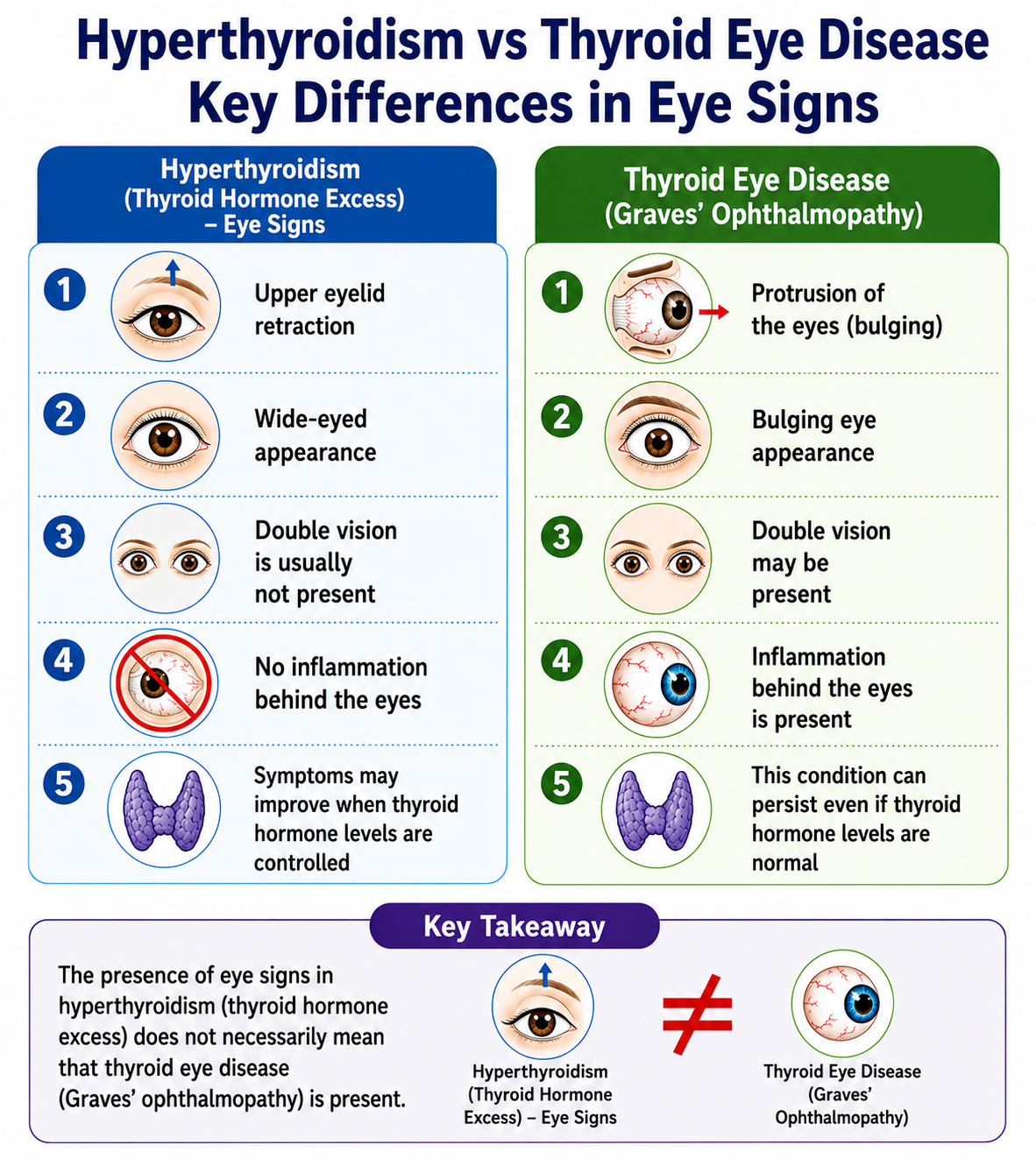 Hyperthyroidism Eye Signs vs Thyroid Eye Disease — Comparison of Eyelid Retraction vs True Proptosis