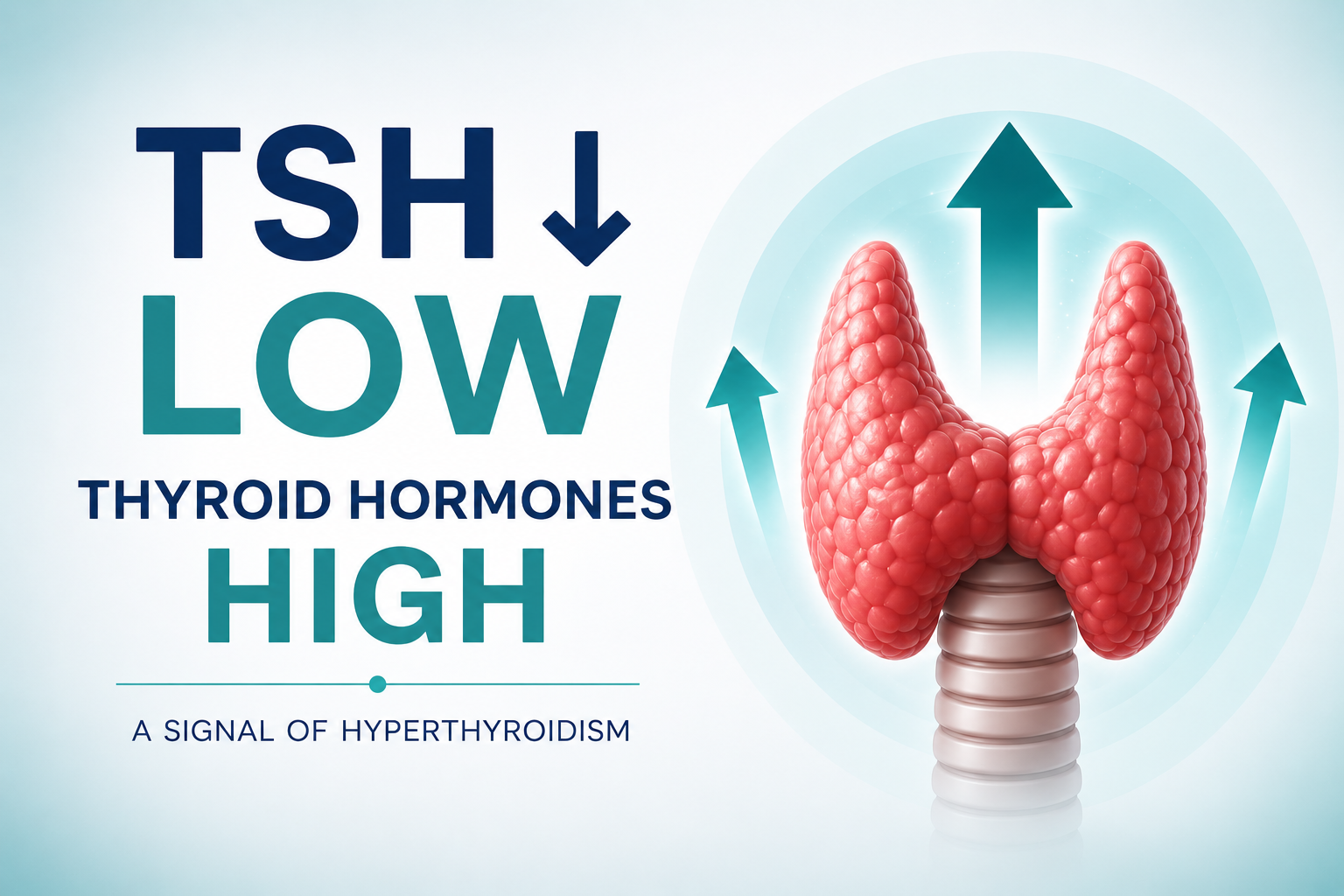 Low TSH — thyroid overactivity and pituitary feedback suppression diagram