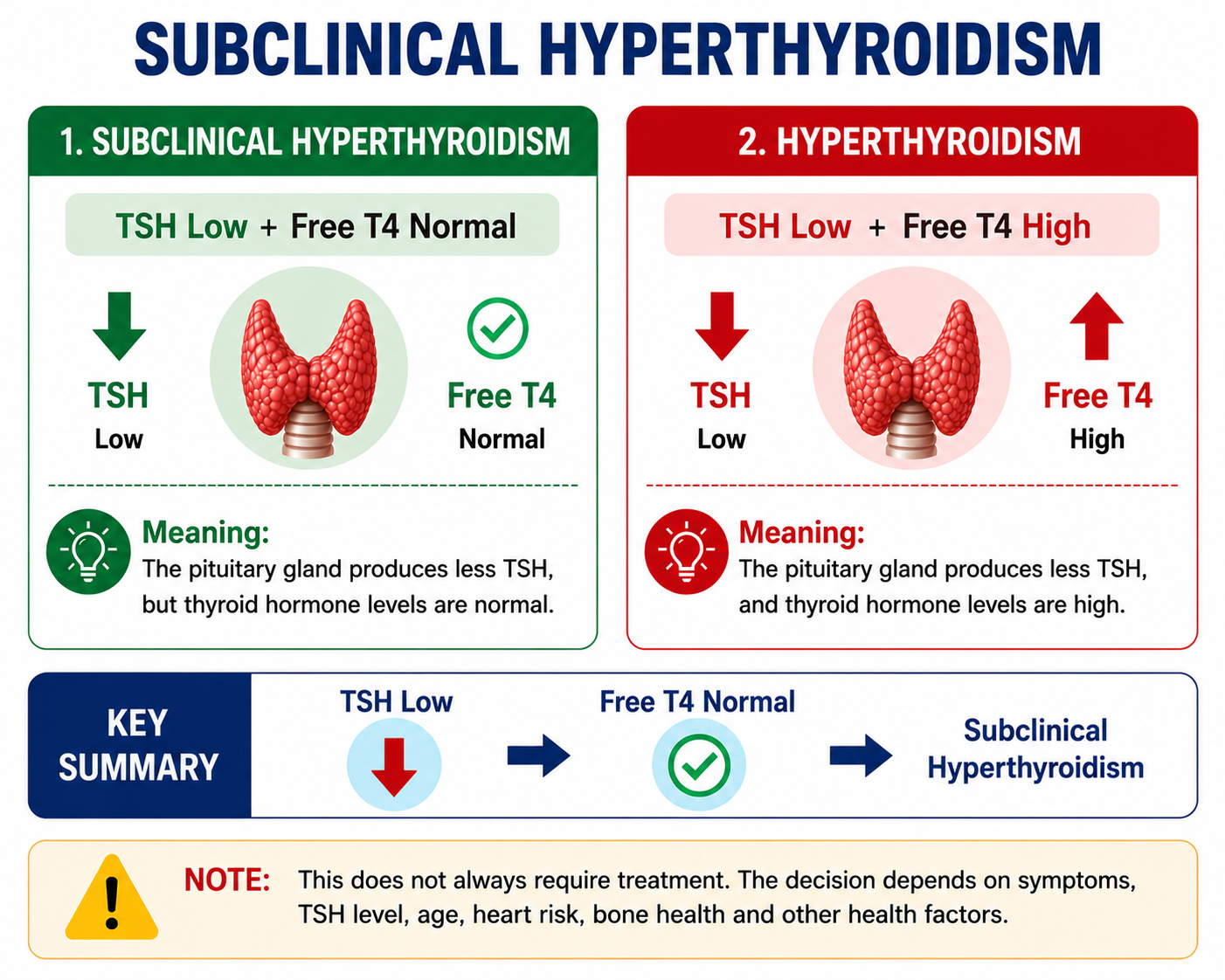 Subclinical hyperthyroidism — low TSH with normal Free T4