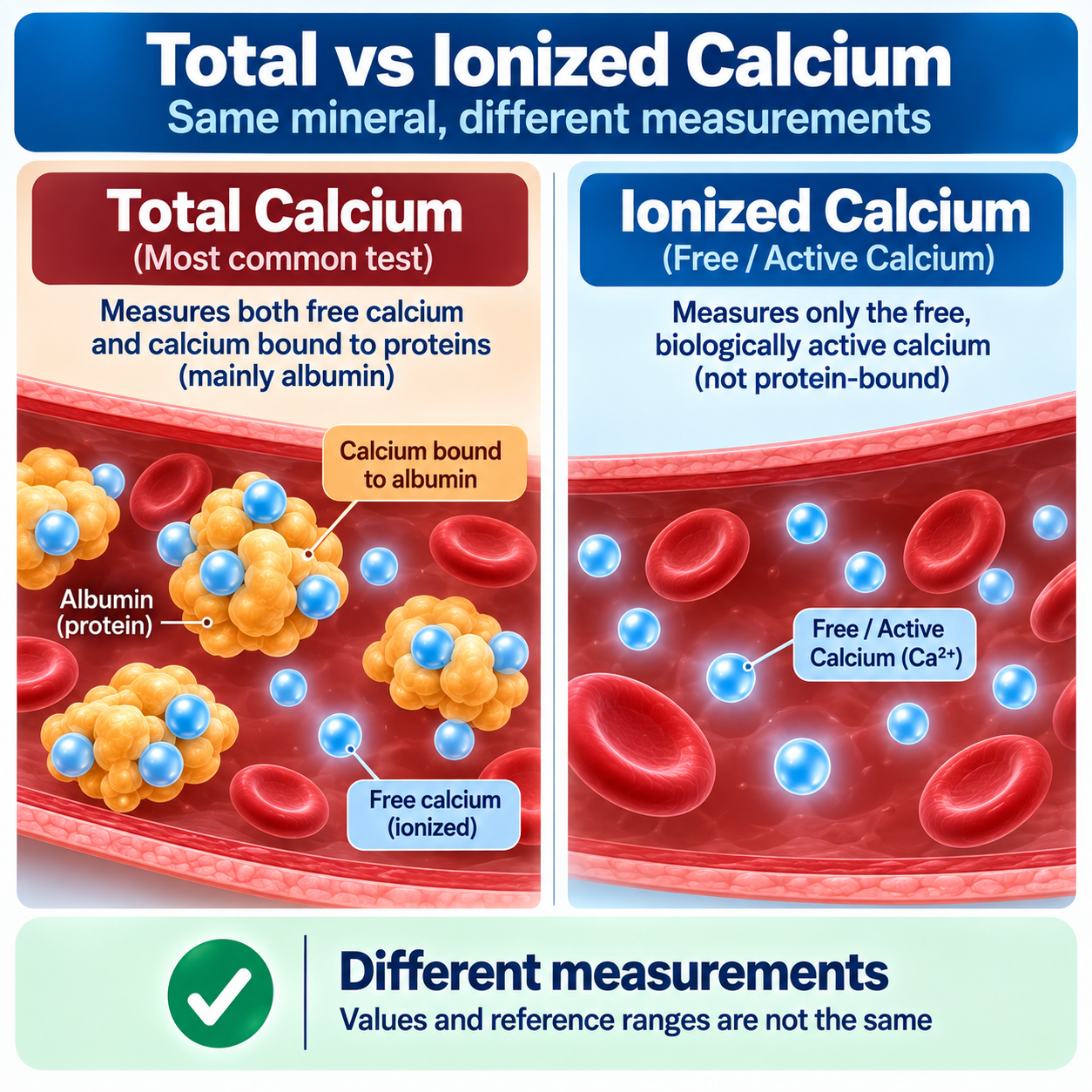 Total calcium compared with ionized free calcium in the blood